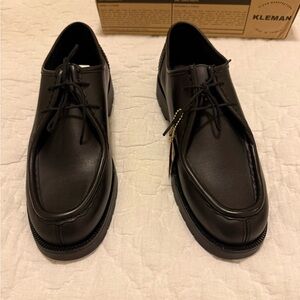 Kleman Padror Black Leather Tyrolean Derbies 
Size EU 44 US 10.5